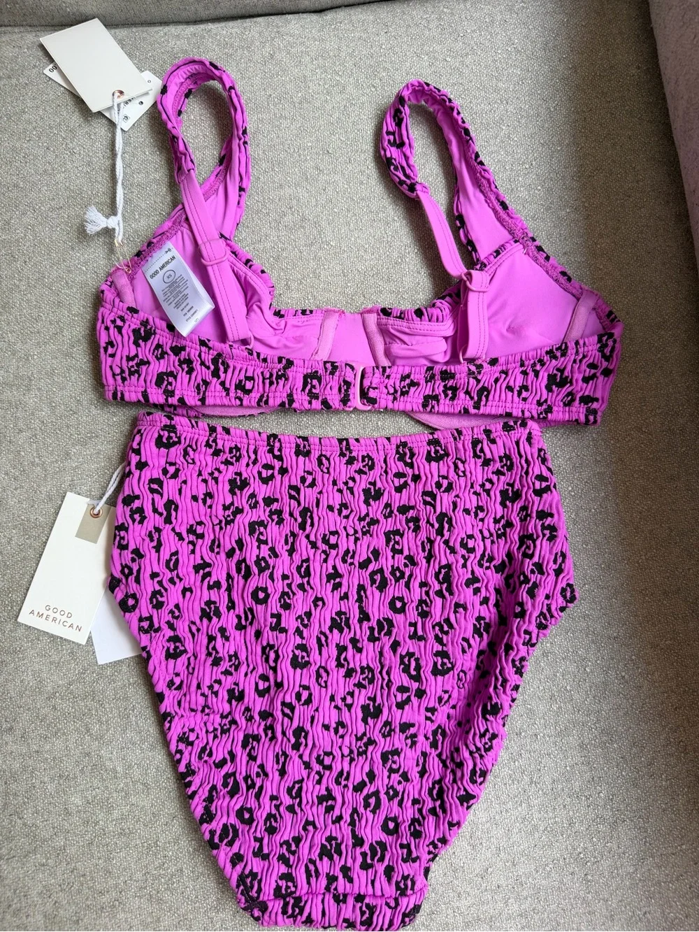 Good American Lollipop Leopard Always Fits Bikini Set NWT XS $148